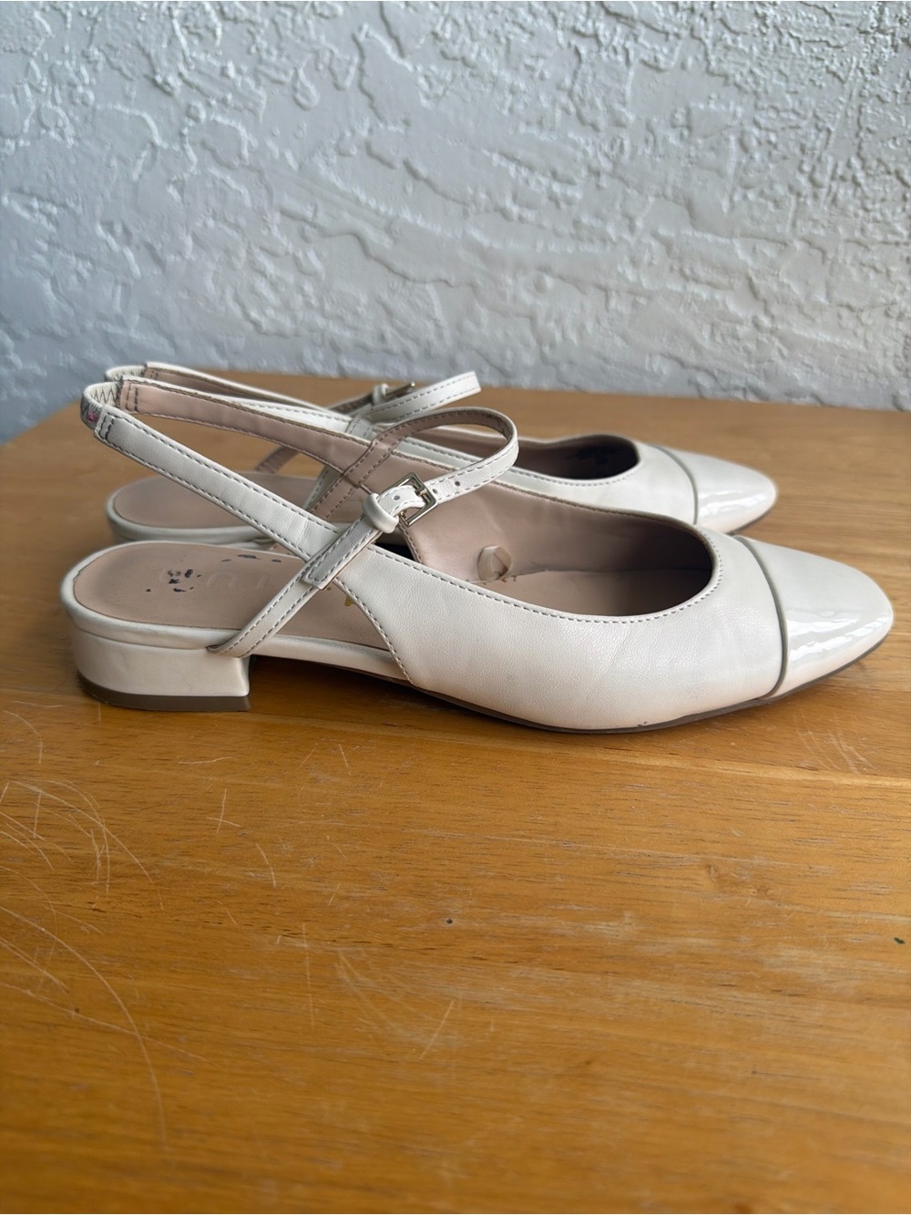 Unisa Ivory Slingback Flats - Classic square Toe